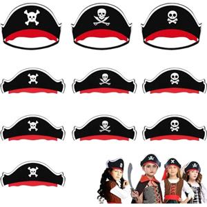 HSLXBY 9 pezzi Cappelli da Pirata per Bambini,Cappelli da Pirata,Feltro Cappelli da Pirata,Adatto per Feste di Compleanno per Ragazze e Ragazzi,Halloween,Feste di Ruolo Accessori da Pirata