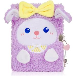 Pinkgarden Diario per ragazze con lucchetto e chiavi, diario con unicorno in peluche per bambini, diario segreto con 160 pagine a righe, per scrivere e disegnare, regali per ragazze (pecorelle carine)