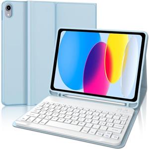 IVEOPPE Tastiera iPad 10 Generazione 10.9 2022, Cover iPad 11 Pollici (A16, 2025) con Tastiera, Custodia Tastiera Italiano ‎QWERTY Bluetooth Staccabile Magnetico con Portapenna, Blu cielo