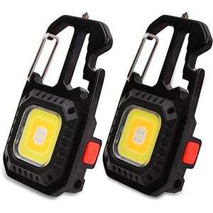 wiksite 2Pcs portatile Mini LED lavoro luce torcia portachiavi, 7 modalità USB ricaricabile COB portachiavi con cacciavite apribottiglie base magnetica per il campeggio riparazione illuminazione di emergenza