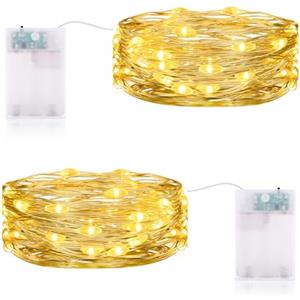 CandLuc Stringa Luci Led a Batteria, 2M 20LED Lucine Led Decorative a Batteria con Timer Rame Filo Fata Impermeabili per Camera Natale Interni e Esterni, Casa, Feste, Matrimonio