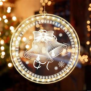 mizikuu Luci Sospese con Ventosa, 3D Caldo Luci Di Natale A Led Luce A Sospensione Bianco Calda Luci di Natale ventose Luci Albero di Natale da Appendere per Finestra Decorazioni Natalizie Interne