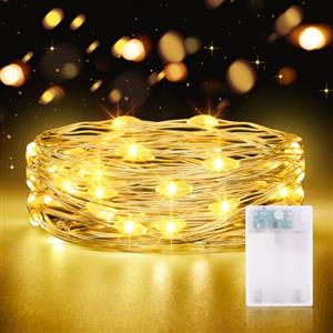 CandLuc Luci LED Batteria con Timer, 2M 20LED Lucine Led Decorative a Batteria Fairy Light Ghirlanda Luminosa Lucine Waterproof per Camere da Letto Giardino Casa Feste Natale Matrimonio