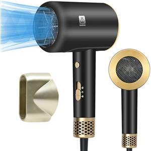 EXTRASTAR Asciugacapelli al plasma professionale, asciugatura rapida 2000W, 2 velocità, 1 ugello styling, pulsante aria fredda, temperatura costante senza danneggiare i capelli, basso rumore, Nero