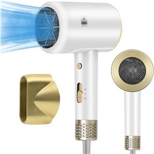 EXTRASTAR Asciugacapelli al plasma professionale, asciugatura rapida 2000W, 2 velocità, 1 ugello styling, pulsante aria fredda, temperatura costante senza danneggiare i capelli, basso rumore, bianco
