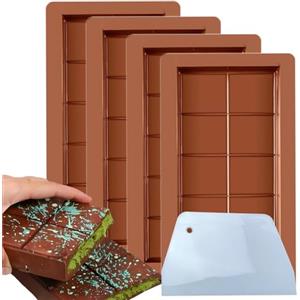 HOJKOUD Stampi Cioccolatini, 4 pezzi Stampo Per Cioccolato Dubai, Stampi per Torrone, Antiaderenti Stampo per Cioccolatino in Silicone. (4 pezzi)