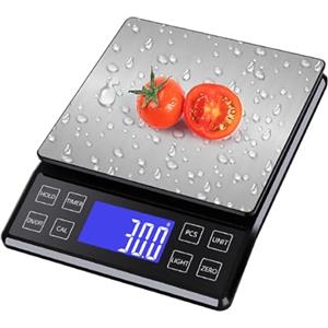 Gevvnss Bilancia da Cucina Digitale,Bilancia per Alimenti ad Alta Precisione da 5kg/0,1g,Bilancia da Cucina Ricarica USB con Display a LCD e Funzione Tara,Superficie di Pesatura in Acciaio Inox