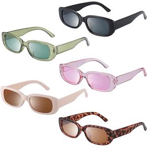 Fentar 5 Paquete Gafas de Sol Mujer, Gafas Retro UV400 Protección, Gafas Cuadradas Mujer 90s, Gafas de Sol Rectangulares de Moda, Gafas de sol Cuadradas de Moda para Mujeres Adolescentes Hombres