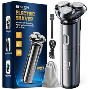 BESTOPE PRO Rasoio elettrico da uomo rasoio elettrico - rasoio da uomo elettrico 3D a secco con testine di rasatura magnetiche IPX7 con blocco da viaggio rasoio bagnato e asciutto