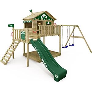 Wickey Gioco da giardino WICKEY Smart Coast con altalena e scivolo verde, struttura da esterno per bambini con sabbiera, scaletta e accessori da gioco