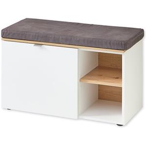 Stella Trading Bari Scarpiera, Effetto, Certificato FSC, Moderna Panca con Spazio per Il corridoio, Legno ingegnerizzato Plastica Metallo, Bianco/Rovere Artisan, 78 x 50 x 38 cm