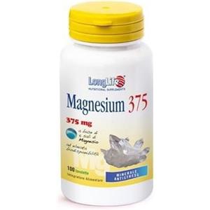 LongLife Magnesium 375 - Integratore Alimentare con 5 Sali di Magnesio, 100 Tavolette, Alta Biodisponibilità, Antistress e Vegano