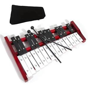 Wiedaziwy Glockenspiel Xilofono in legno a 25 note, Strumenti musicali per bambini e adulti, con 2 bacchette e borsa per il trasporto, Percussioni a mano in legno e alluminio