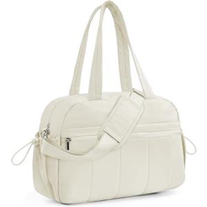 Outplea 20L Borsone Palestra Donna, Leggero Borsone da Viaggio Piccolo per Aeroplano Ragazze, Portatile Borsa Sportivo con Tasca Bagnata per Sport Nascita Lavoro Mare, Bianco
