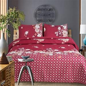 Hadi London 3 copriletti trapuntati patchwork con 2 federe, stampa floreale reversibile, trapunta leggera e confortevole, per letti matrimoniali e king size 220 x 240 cm, 30 disegni unici (MILAN-130)