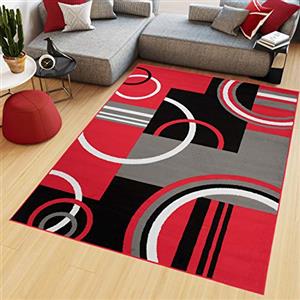 TAPISO Maya Tappeto Soggiorno Pelo Corto Design Moderno Motivo Astratto Geometrico Semicerchi Tonalità Rosso Camera da Letto Cameretta Ufficio Salotto Oeko-Tex 80 x 150 cm