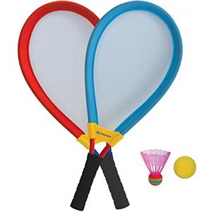 Schildkröt Set di Racchette Giganti, 2 Racchette da Badminton XL con una Rete Elastica, una Palla Morbida e un Volano Jumbo Colorato, 970150