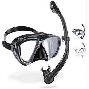 CRESSI Big Eyes+Alpha Ultra Dry Combo Black/Black - Combo Set Maschera+Snorkel Ultra Dry per Immersioni e Snorkeling, Nero/Nero, Taglia Unica, Adulti