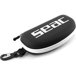 SEAC Goggle Case, Custodia Semi-Rigida Porta Occhialini da Nuoto Semirigida, con Moschettone di Aggancio, Nero/Bianco