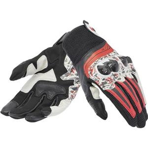 DAINESE - Mig 3 Unisex Gloves, Guanti Moto in Pelle, Protezioni sulle Nocche, Compatibilità Touchscreen, Unisex, Nero/Rosso Spray/Bianco, XXL