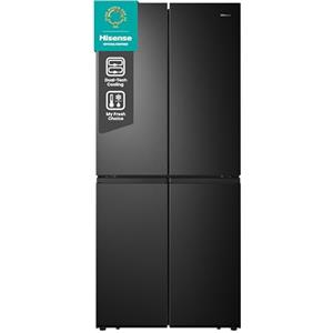 Hisense MQ79452FE Frigorifero Americano Quattro Porte, Total No Frost, Grande capacità 454 Litri, Nero, Illuminazione Sof LED, Dimensioni cm 70,6 P x 79,4 L x 181,7 H