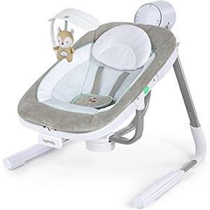 Ingenuity Anyway Sway 5 velocità, altalena portatile pieghevole multidirezionale e seggiolino per neonati con vibrazioni, suoni naturali, 0-9 mesi (Ray)