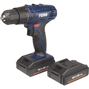 FERM Trapano a batteria / Trapano avvitatore a batteria da 18V - 1,5Ah - con luce di lavoro a LED e pratica custodia