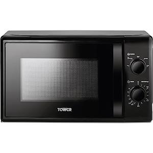 Tower T24034BLK Forno Microonde Manuale 700W da 20 litri, Forno a Microonde a 5 Livelli di Potenza e Timer di 35 Minuti, Elettrodomestici Cucina, Nero