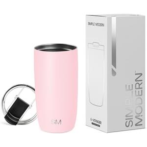 Simple Modern Tazza Termica Caffe con Coperchio a Ribalta | Tazza Viaggio Caffè Freddo Termica in Acciaio Inossidabile Isolata | Regali per Donne & Uomini | Voyager | 470ml | Blush