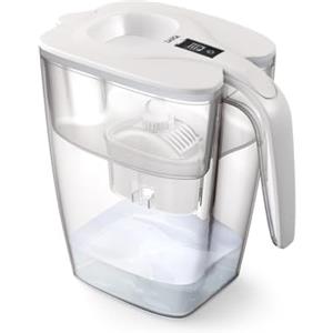 Laica Caraffa Filtrante BIG Milano di LAICA - Bianca - 3,7L - 1 Filtro bi-flux incluso, Preserva i sali minerali e Riduce le sostanze indesiderate - Capacità XXL - Timer digitale - Sicurezza Made in Italy