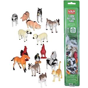 Wild Republic Nature Tube Azienda Agricola, Tubi Con Animali Di Plastica, Set Pupazzetti Di Animali, Regalo Di Compleanno, Ideale Per Giochi Interattivi