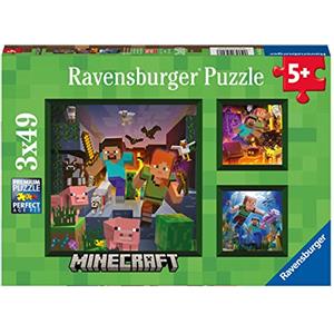 Ravensburger - Puzzle, Minecraft, 3x49 Pezzi, Puzzle per Bambini, Età Consigliata 5+, 05621 7
