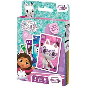 Shuffle - Gabby e la Casa Magica - 4 Giochi in 1-7 Famiglie, Coppie, Azione e Battaglie - Gioco di Carte Bambini e Famiglia - Da 4 Anni
