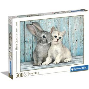 Clementoni - 35004 - High Quality Collection Puzzle - Cat & Bunny - 500 pezzi, puzzle adulti