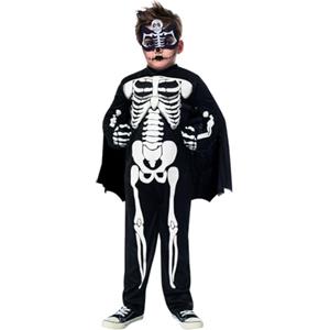 Rubies Costume Super Scheletro per bambino e bambina, Tuta con muscoli, mantello, guanti e maschera, Licenza Ufficiale, Scheletros, Skeletons per Halloween, Carnevale, Cosplay e Feste