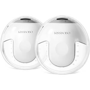 KISSBOBO Tiralatte elettrico doppio,19 livelli 4 modalità, 320 mmHg forte potenza di aspirazione tiralatte a mani libere, indolore estrae latte materno elettrico(bianco 2 pezzi)