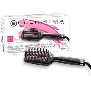 Bellissima Imetec Magic Straight Brush Pb5 100 Spazzola Elettrica Lisciante Per Capelli, Effetto Liscio Naturale, Setole Rivestite In Ceramica, Fino A 200° C, Nero/Rosa