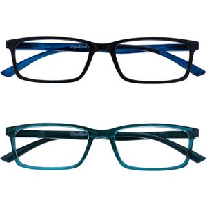 OPULIZE See - Occhiali da Lettura Filtro Set da 2 Luce Blu Montatura Stretta Cerniere a Molla Migliorano il Sonno Gaming Computer Anti Riflesso Nero Turchese Uomo Donna BB9-1Q +3.50