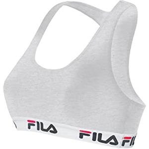 FILA Reggiseno Donna Cotone, Reggiseno Sportivo, Senza Ferretto, Grigio, Taglie L