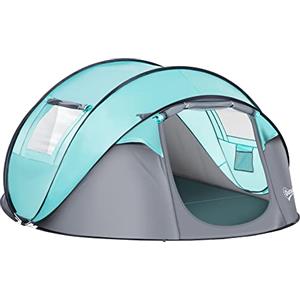Outsunny Tenda da Campeggio 3 Persone a Cupola, Tenda Pop-Up Automatica a Igloo, 286x209x122cm, Azzurro