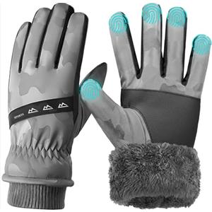 WUEAOA Guanti invernali uomo, guanti impermeabili, guanti touch screen con pile spesso, Adatto per spalare la neve, andare in bicicletta, guidare, fare escursioni, sciare, portare a spasso i cani