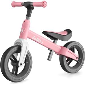 JOLLITO Baby Balance Bike, Giocattoli per bambini in bicicletta per 18-48 mesi di età Ragazza e ragazzo regali, Leggero senza pedali Training Bike, ruota da 9 pollici e telaio in alluminio (Pink)