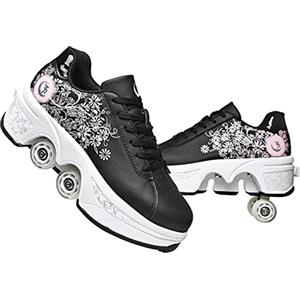 Deformation Roller Skates Scarpe da Skate a Rotelle Unisex, Scarpe con Ruote, Scarpe da Skate 2 in 1 e Scarpe da Ginnastica, Regalo per Pattini a Rotelle per Bambini Ragazzi Ragazze Uomini e Donne