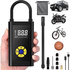 Sunlary Pompa Aria Portatile, Mini Compressore Aria Ricaricabile USB/LED Max 150PSI, Pompa Elettrica Per Bicicletta, Auto, Moto, Palla
