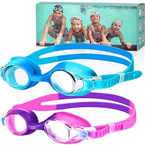 Starweh Occhialini Nuoto Bambini 2 Pezzi, Occhialini Nuoto Uomo Donna Anti-Appannamento Senza Perdite, Occhialini Piscina in Silicone Morbido per 3-12 Anni Ragazzi e Ragazze