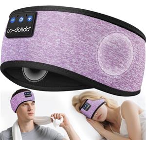 LC-dolida Cuffie per Dormire Fascia Bluetooth, Fascia Sportiva Bluetooth 5.2 Senza Fili con Microfono, Vero Suono Stereo,10-14 Ore di Riproduzione,Cuffie Per Lavoro,Sportivi,Giochi