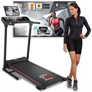 YM TAP120 Tapis Roulant Elettrico Pieghevole, 12 km/h, Marchio di Qualità ITALIANO, Display Touchscreen, Bluetooth APP Kinomap e Zwift Video/Coach, Inclinazione, Sensore Cardio, 12 Programmi, Speaker