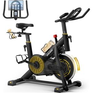 YAMO Cyclette da Casa, Resistenza Magnetica Regolabile, Trasmissione a Cinghia Silenziosa, Cyclette Stazionaria per Allenamento, Cyclette da Interni con Comodo Cuscino del Sedile e Monitor LCD