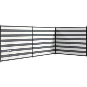 Outsunny Paravento da Spiaggia Pieghevole Frangivista, Tenda da Sole Laterale in Poliestere con Barre in Acciaio, per Spiaggia, Campeggio e Giardino, 540x150 cm, Grigio e Bianco