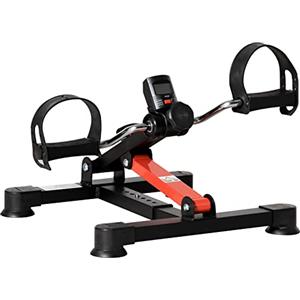 HOMCOM Mini Cyclette per Riabilitazione con Altezza e Resistenza Regolabile e Display LCD, in Acciaio e ABS, Nera e Rossa